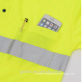 Wholesale Men's High visibility Safety Workwear 2 Tone Long Sleeve Reflective Work Polo Shirts With Rib Cuffs